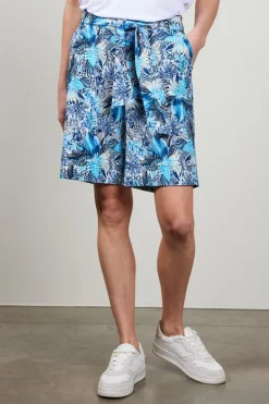 DiDi Travel bermuda Urban in offwhite with blue Azur Fusion print- Travel | Korte Broeken