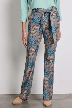 DiDi Travel pants Paseo in taupe with Odyssey print- Travel | Lange Broeken