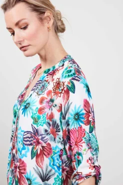 DiDi Tunic Chill in Offwhite with Floral Medley print- Jurken & Tunieken