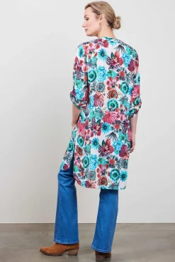DiDi Tunic Chill in Offwhite with Floral Medley print- Jurken & Tunieken