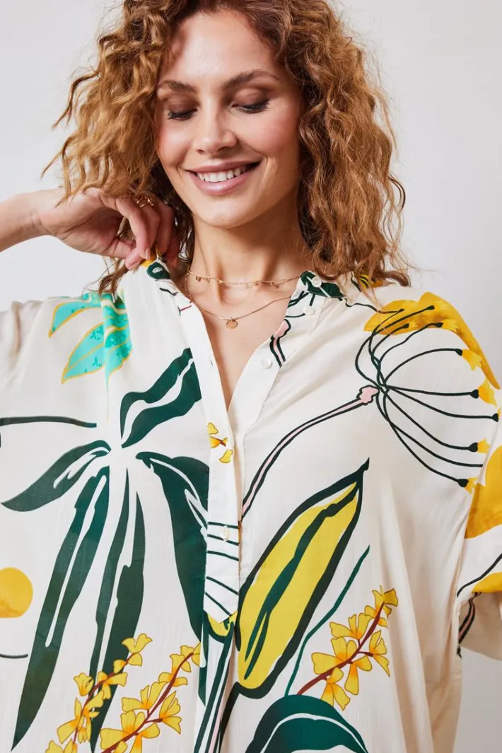 DiDi Tunic Diary in Offwhite with Sunshine print.- Jurken & Tunieken
