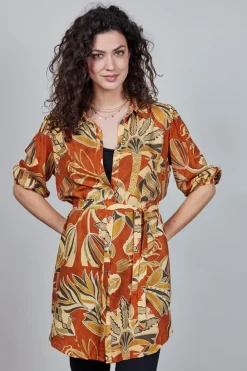 DiDi Tunic Noelle in Copper with Palma print- Jurken & Tunieken