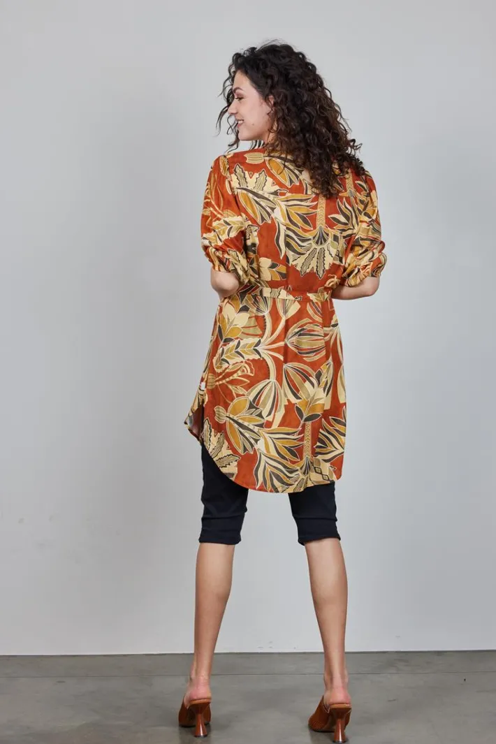 DiDi Tunic Noelle in Copper with Palma print- Jurken & Tunieken