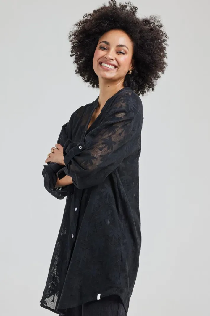 DiDi Tunic Palm jacquard in Black- Jurken & Tunieken