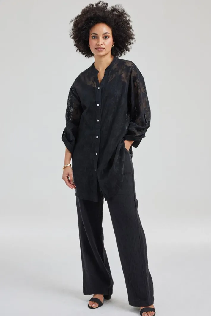 DiDi Tunic Palm jacquard in Black- Jurken & Tunieken