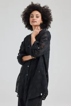 DiDi Tunic Palm jacquard in Black- Jurken & Tunieken