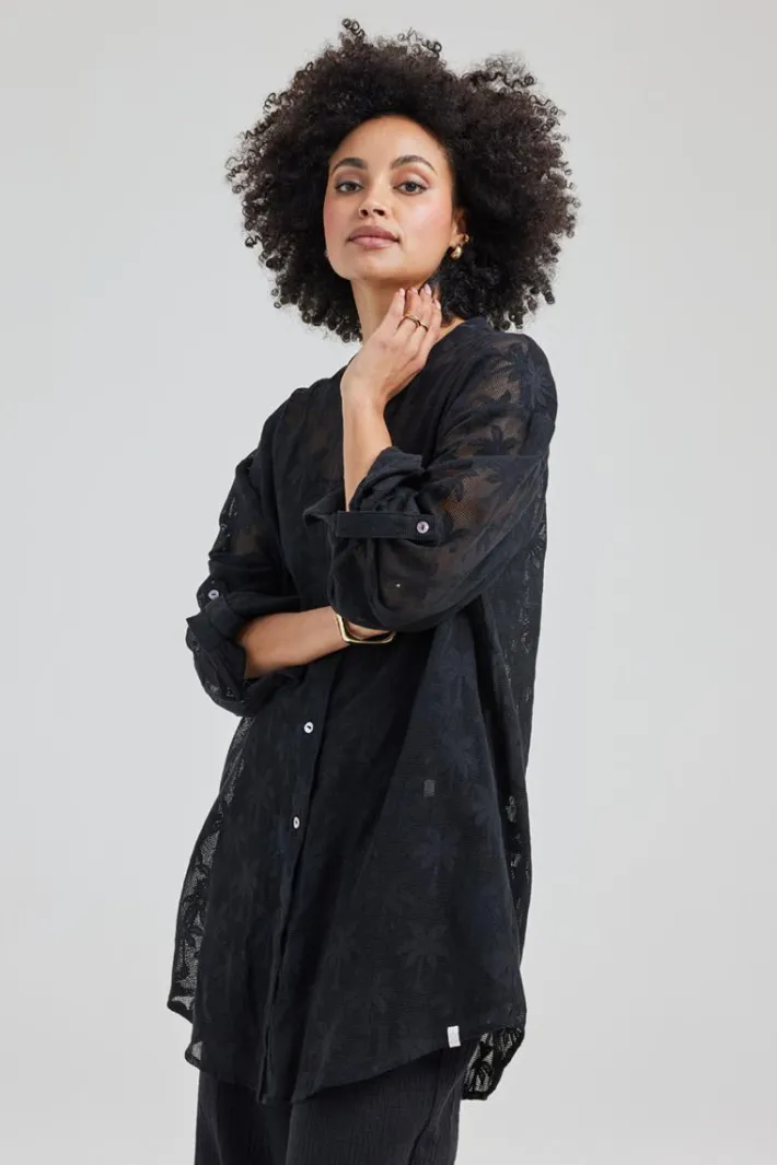 DiDi Tunic Palm jacquard in Black- Jurken & Tunieken