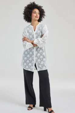 DiDi Tunic Palm jacquard in Snow White- Jurken & Tunieken