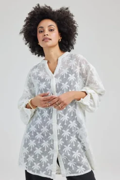 DiDi Tunic Palm jacquard in Snow White- Jurken & Tunieken