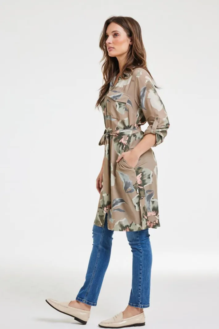 DiDi Tunic Pepper Taupe Mazzo print- Jurken & Tunieken