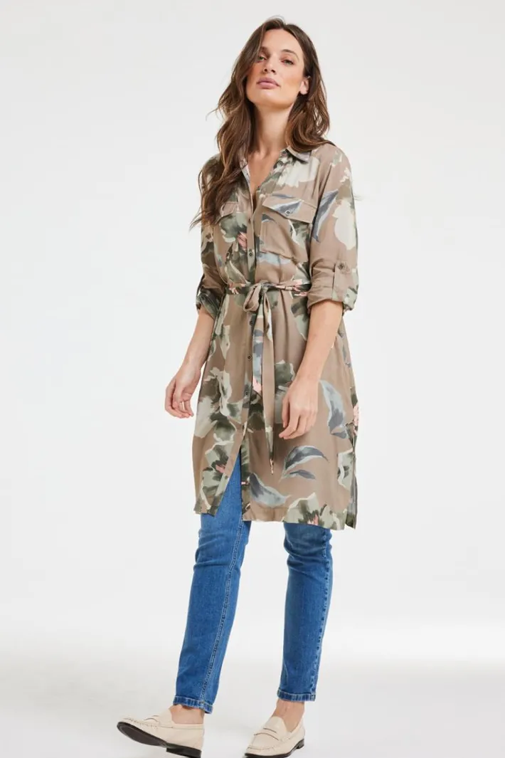 DiDi Tunic Pepper Taupe Mazzo print- Jurken & Tunieken