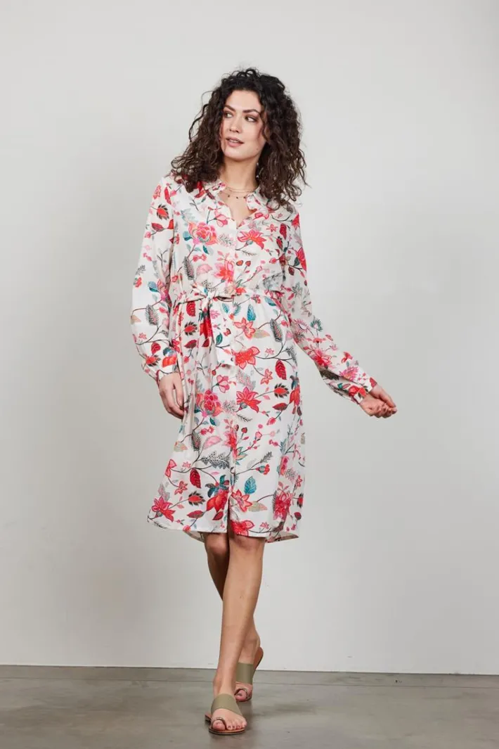 DiDi Tunic Precious in Offwhite with Indian flower print- Jurken & Tunieken