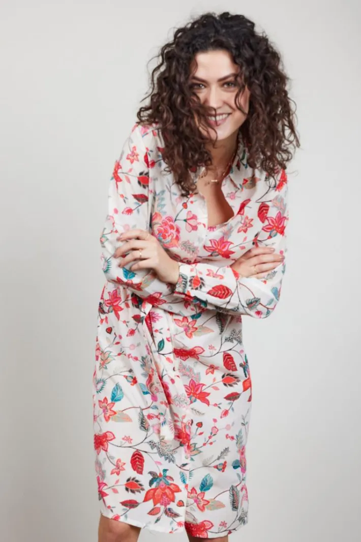 DiDi Tunic Precious in Offwhite with Indian flower print- Jurken & Tunieken