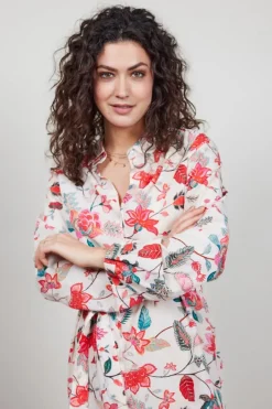 DiDi Tunic Precious in Offwhite with Indian flower print- Jurken & Tunieken