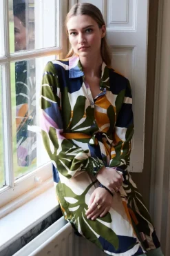 DiDi Tuniek Clea in offwhite with symphony print- Jurken & Tunieken