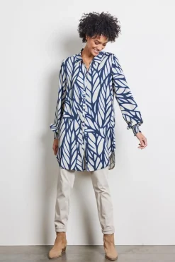 DiDi Tuniek Clea print in darkblue with Lush print- Jurken & Tunieken