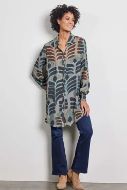 DiDi Tuniek Clea taupe with Odyssey print- Jurken & Tunieken
