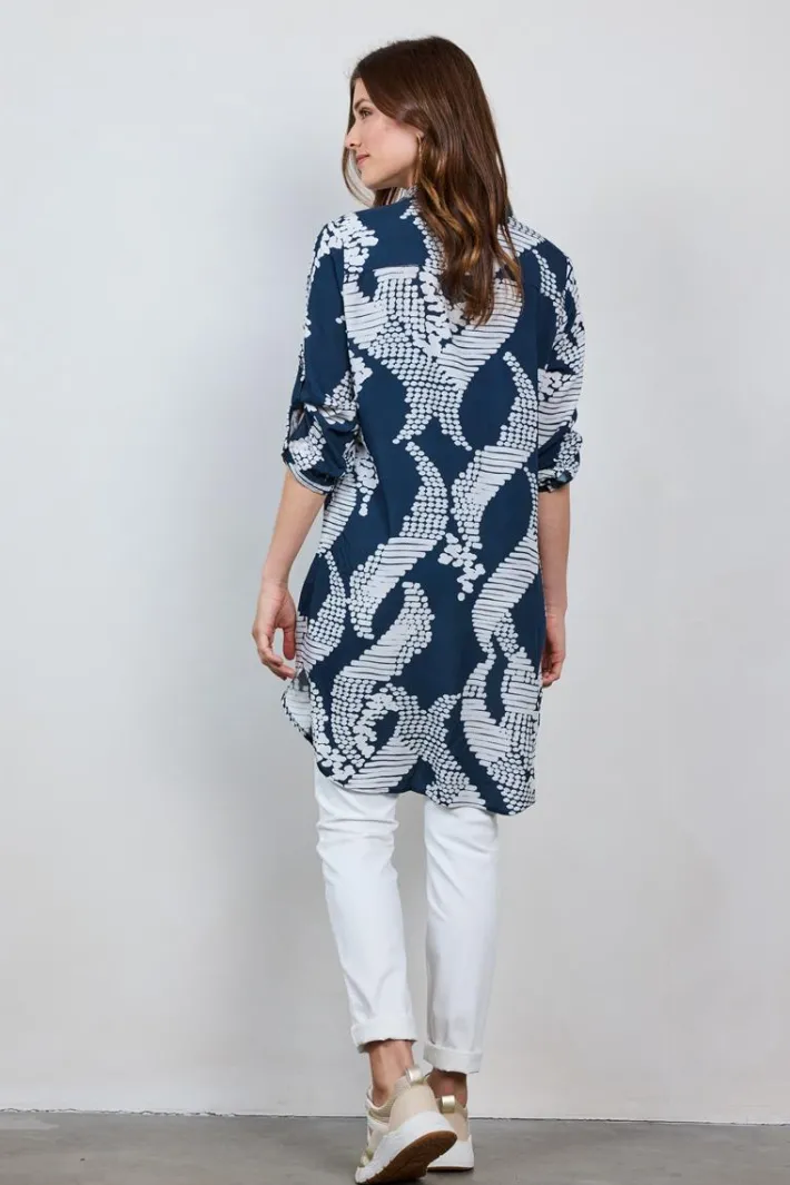 DiDi Tuniek Jolie in Darkblue with Dancing dots print- Jurken & Tunieken