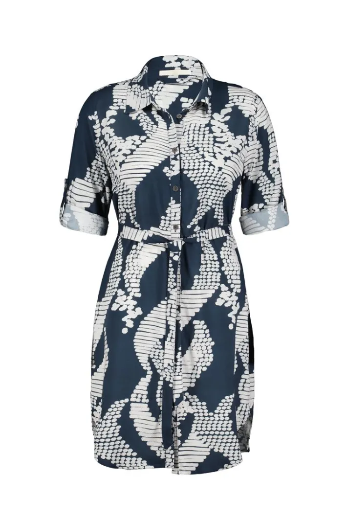 DiDi Tuniek Jolie in Darkblue with Dancing dots print- Jurken & Tunieken