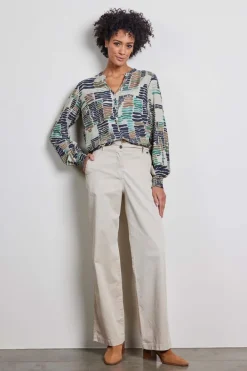 DiDi Wide leg pants Royce in feather grey- Lange Broeken