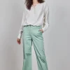 DiDi Wide leg pants Royce in granite green- Lange Broeken