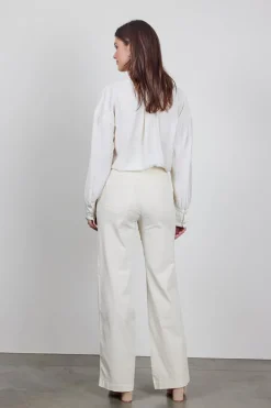 DiDi Wide leg pants Royce in light silver- Lange Broeken